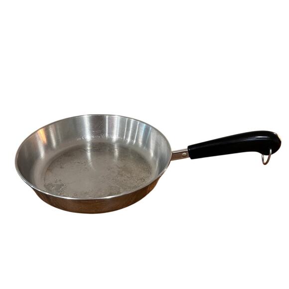 Revere Ware 2059 Stainless Steel Skillet Frying Pan 9.25” Korea Black Handle Vtg - Picture 1 of 8